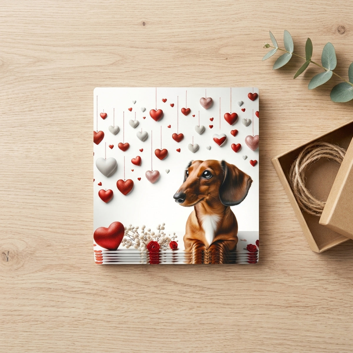 Dachshund ceramic coasters set of 4, gift set
