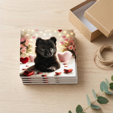 Pomeranian ceramic coasters set of 4, gift set