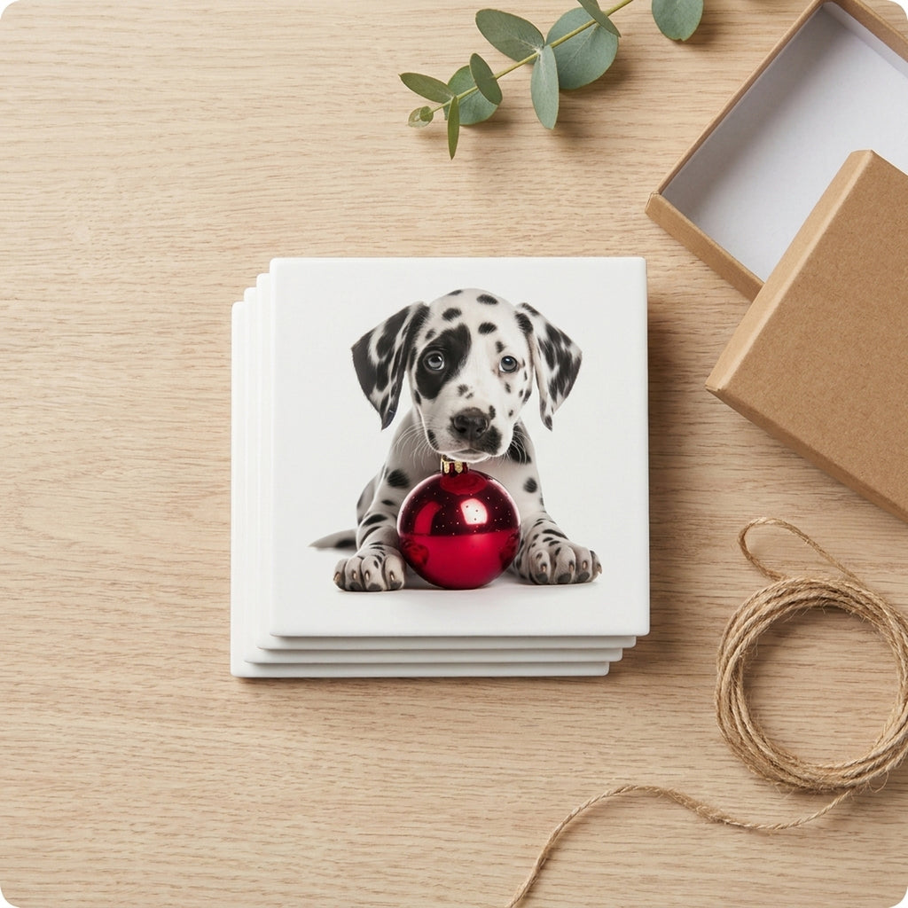 Dalmatian Puppy ceramic coasters set of 4, gift set