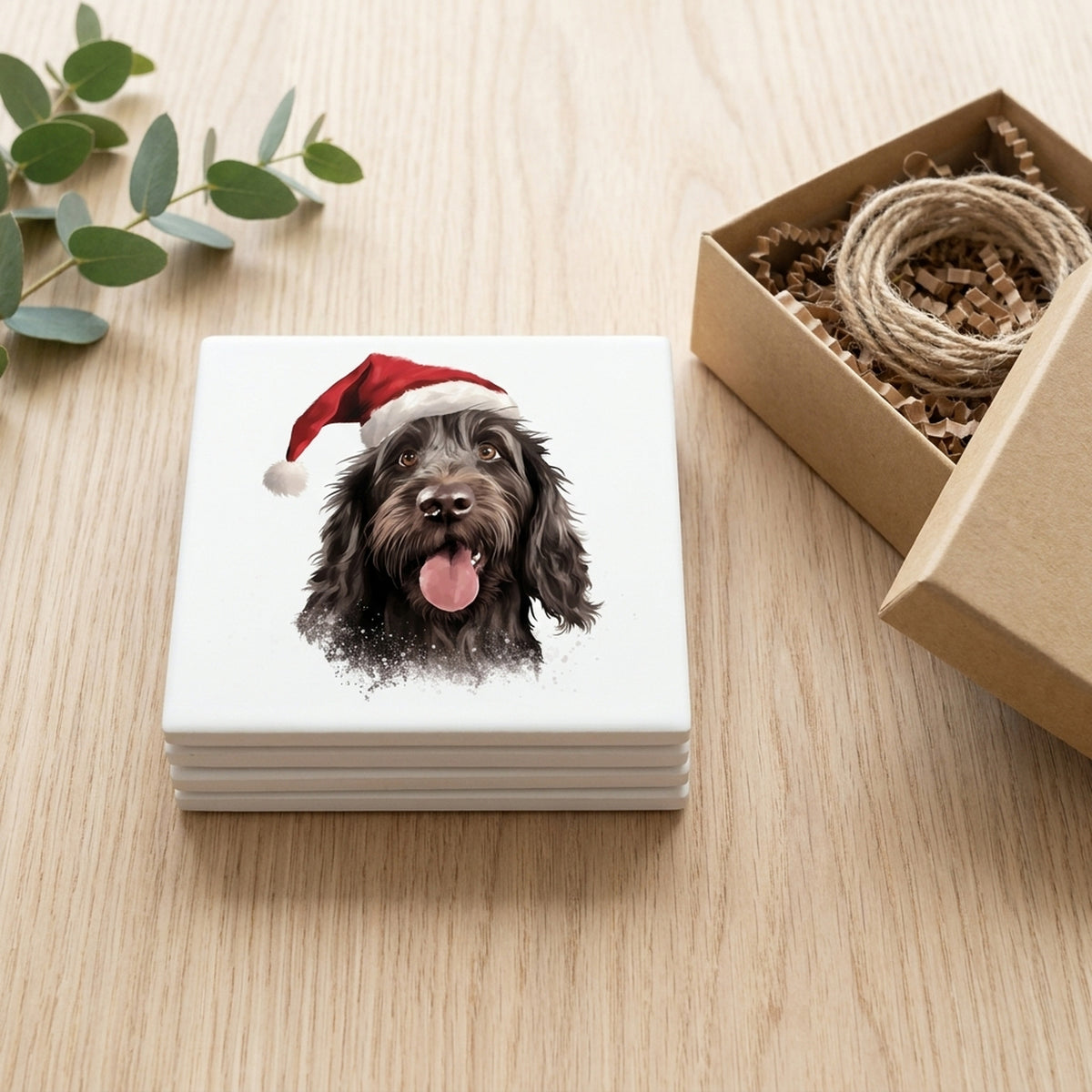 Spinone Italiano ceramic coasters set of 4, gift set