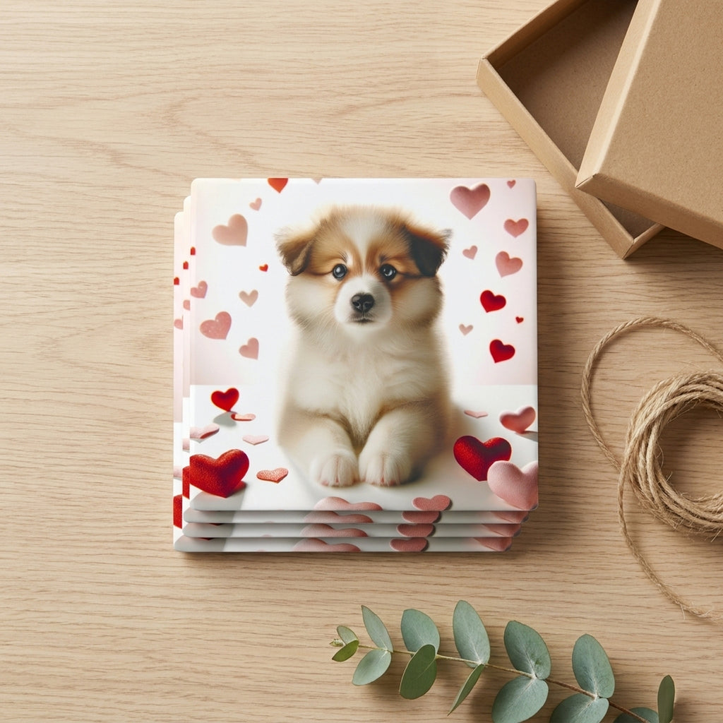 Pomeranian ceramic coasters set of 4, gift set