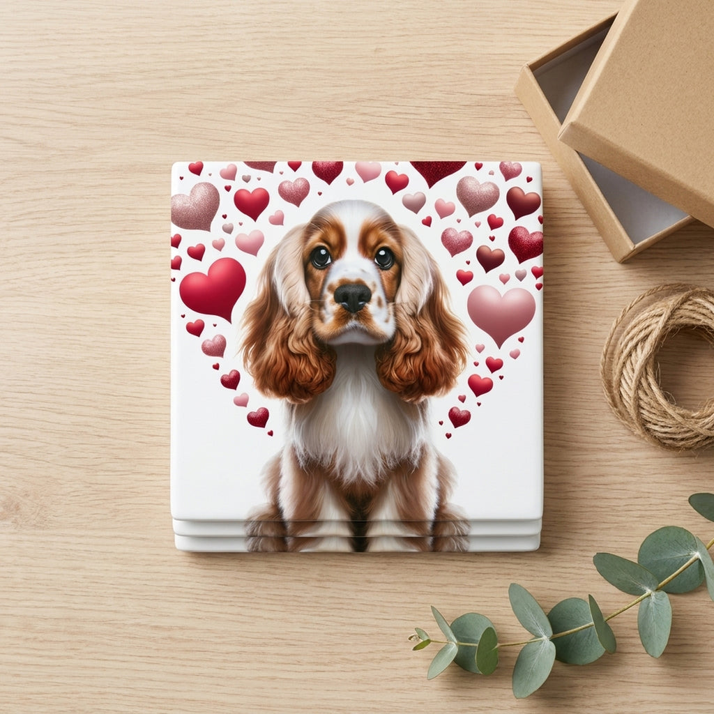 Cocker Spaniel ceramic coasters set of 4, gift set