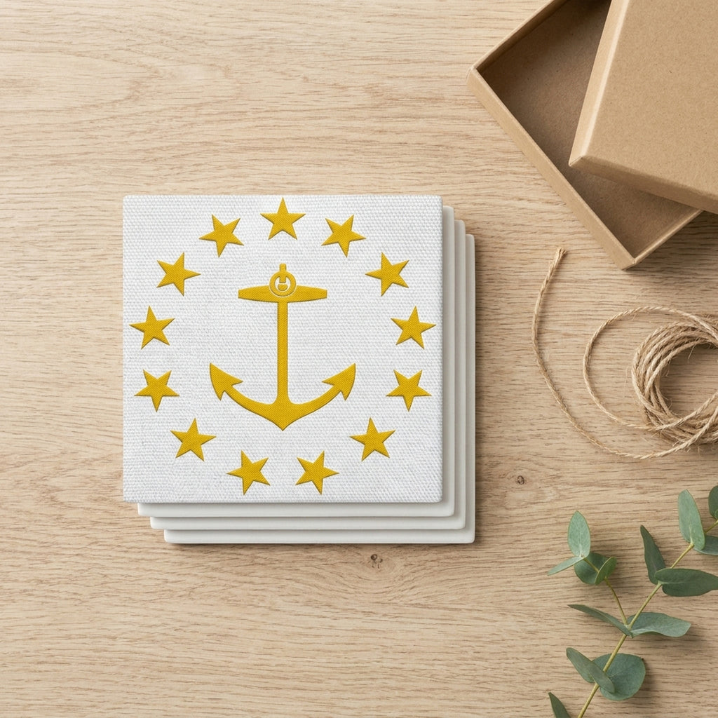 Rhode Island State Flag ceramic coasters set of 4, gift set
