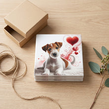 Jack Russell Terrier ceramic coasters set of 4, gift set