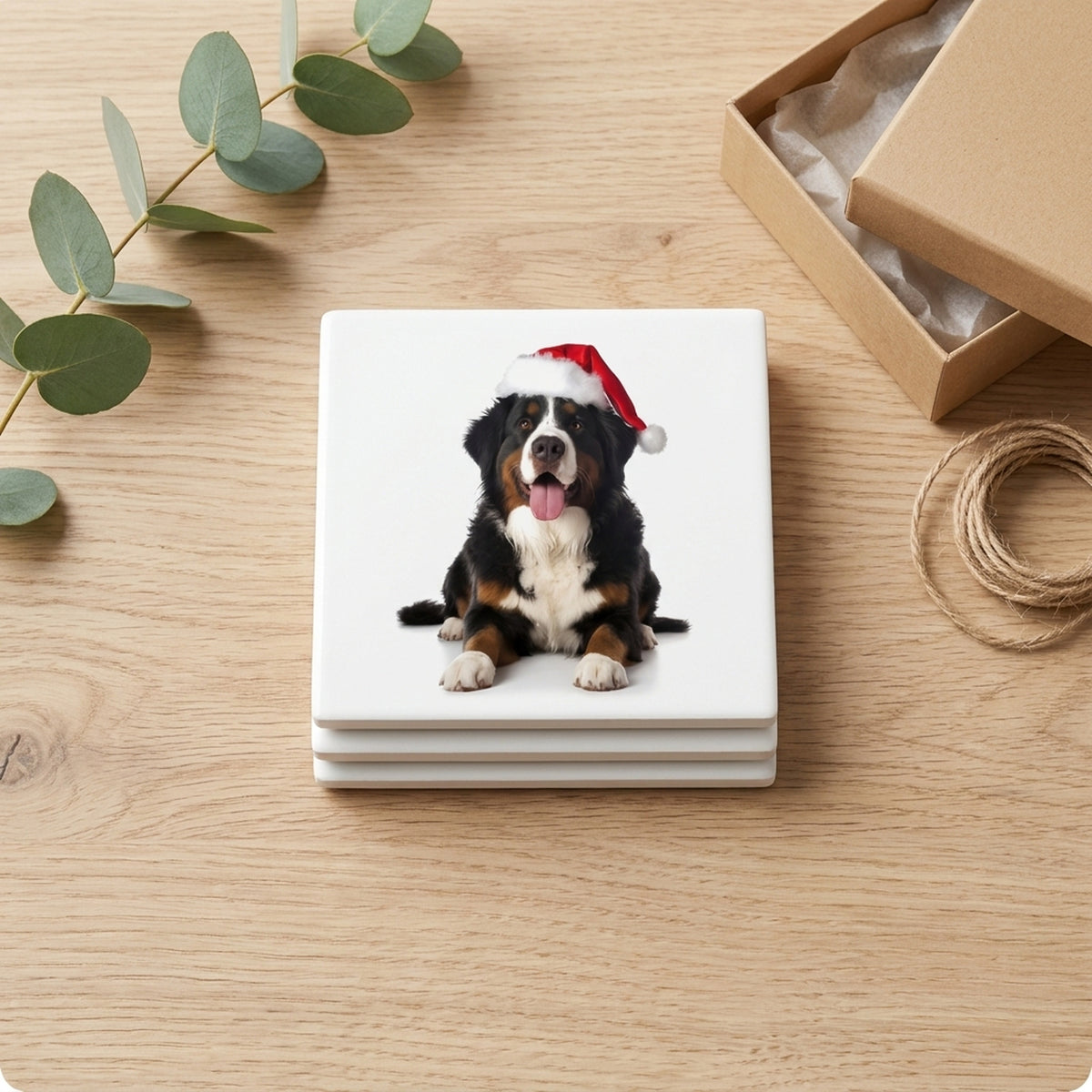 Bernese Mountain Dog ceramic coasters set of 4, gift set