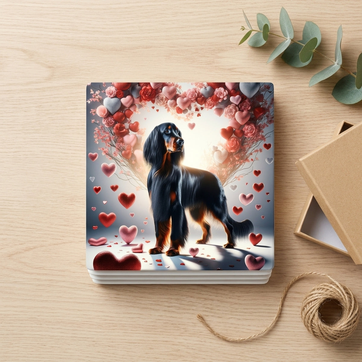 Gordon Setter ceramic coasters set of 4, gift set
