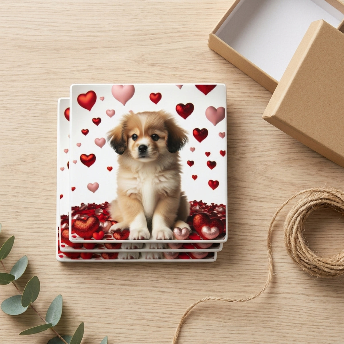 Tibetan Spaniel ceramic coasters set of 4, gift set