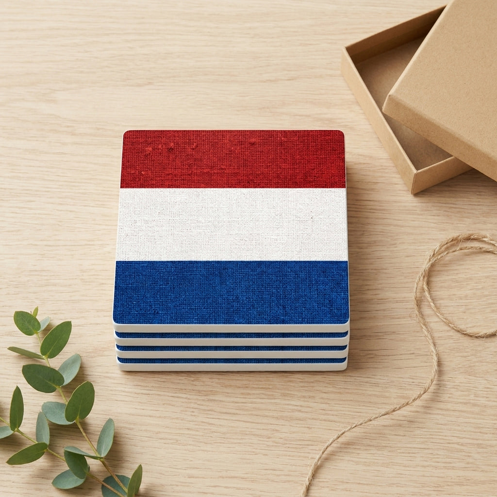 Netherlands Flag Pride ceramic coasters set of 4, gift set