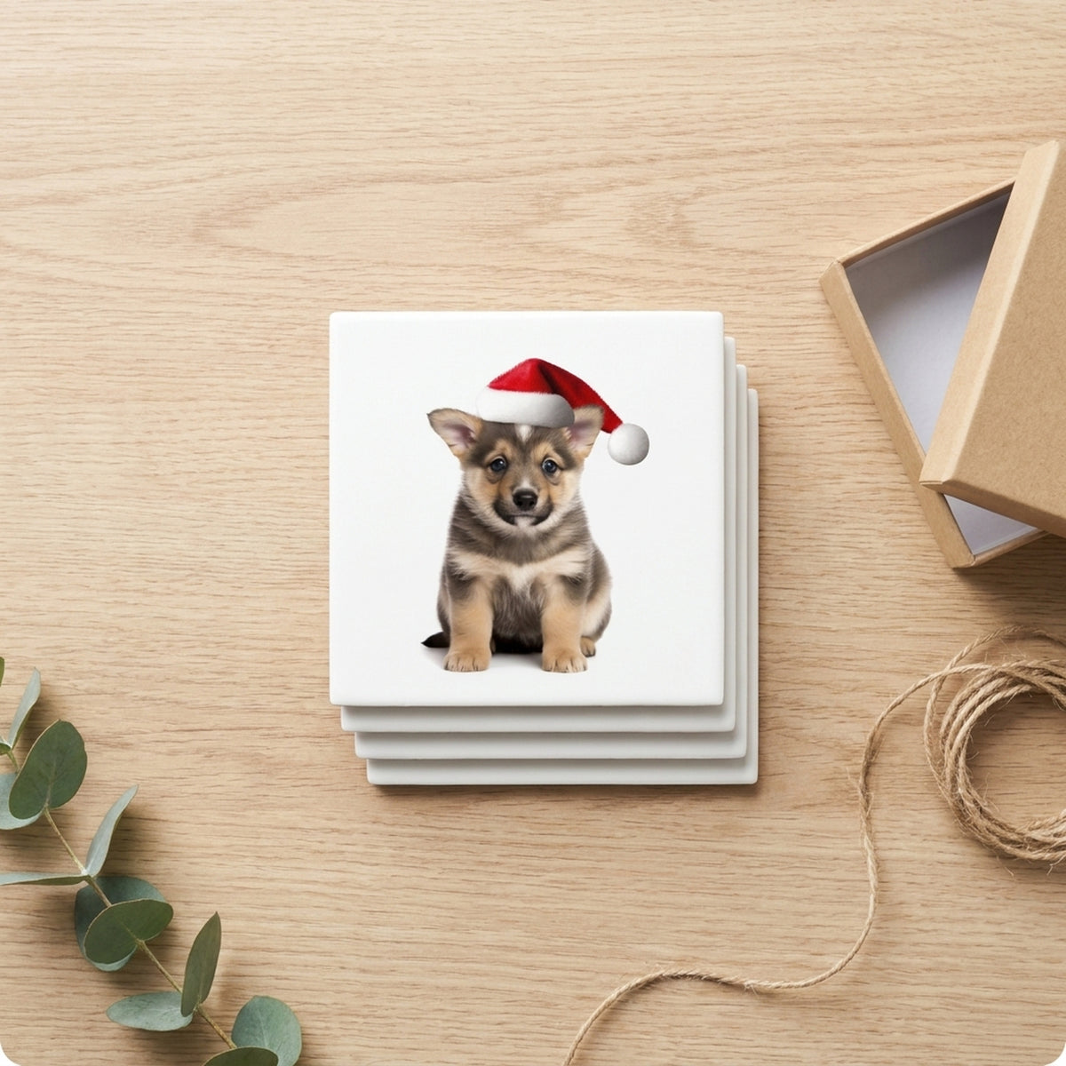 Swedish Vallhund Puppy ceramic coasters set of 4, gift set