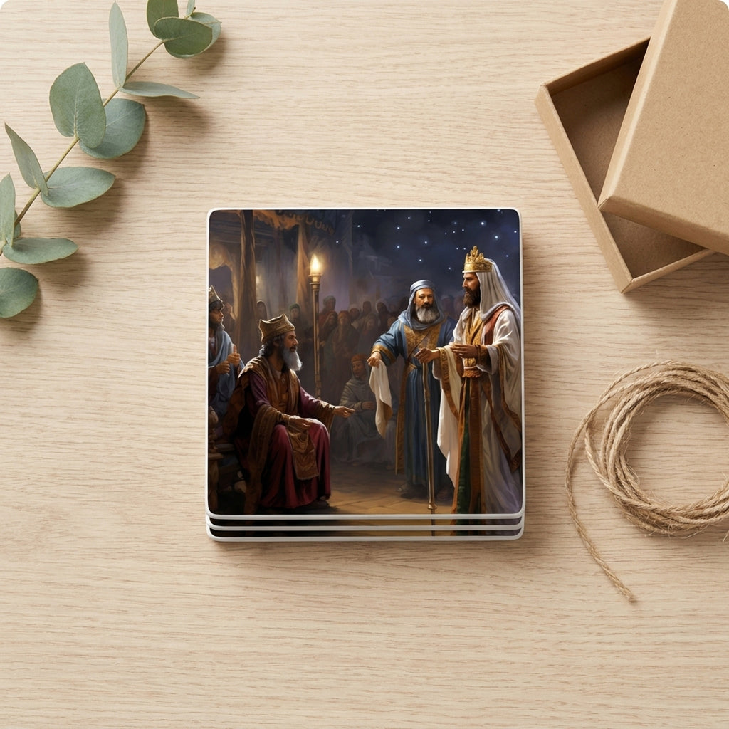 Starry Night Magi ceramic coasters set of 4, gift set