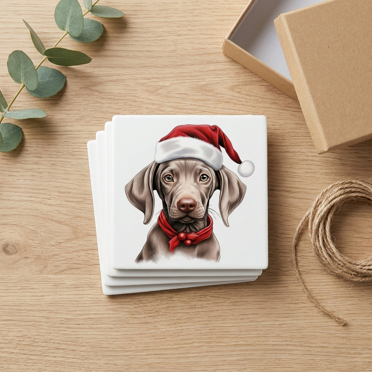 Weimaraner Puppy Drawing ceramic coasters set of 4, gift set