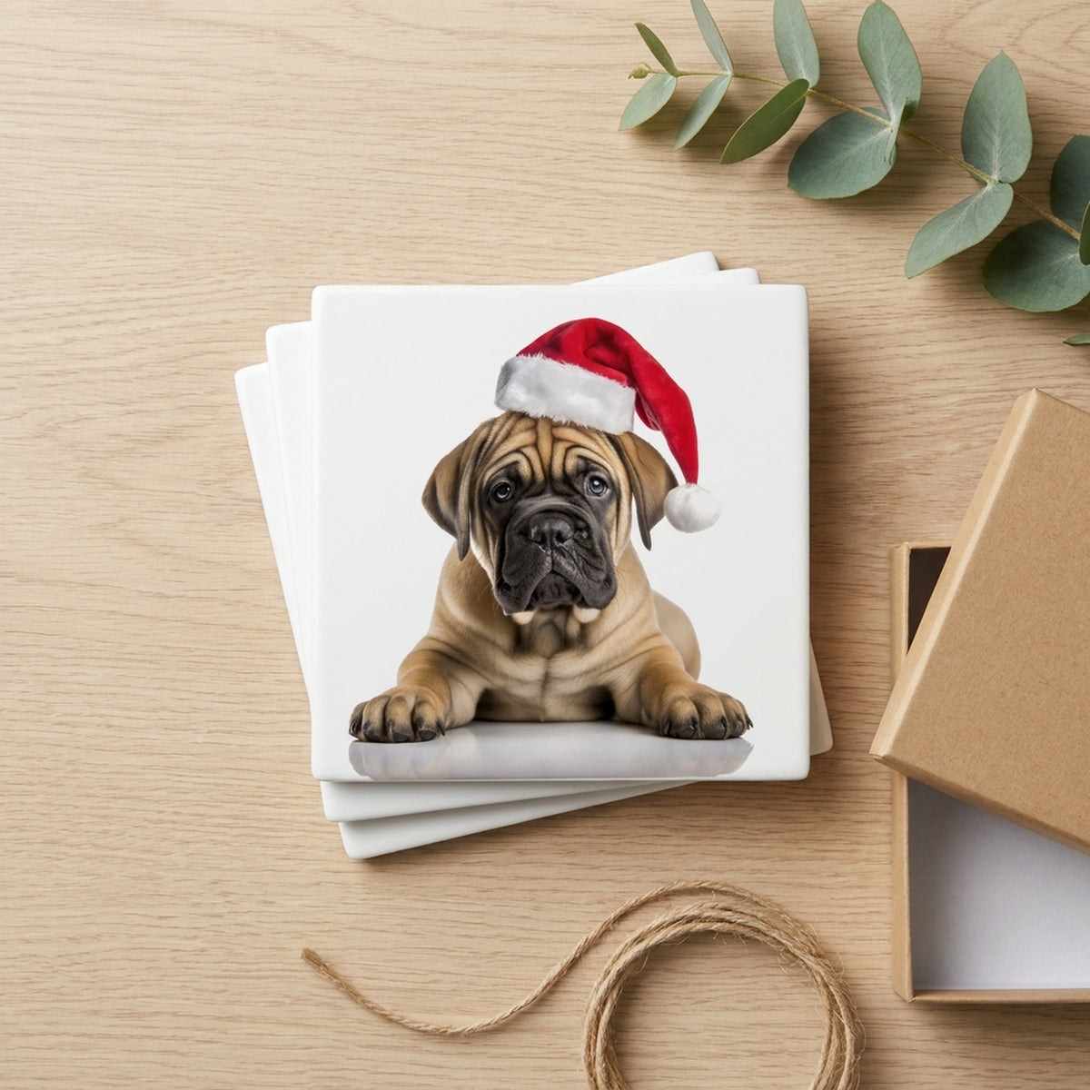 Boerboel Puppy ceramic coasters set of 4, gift set