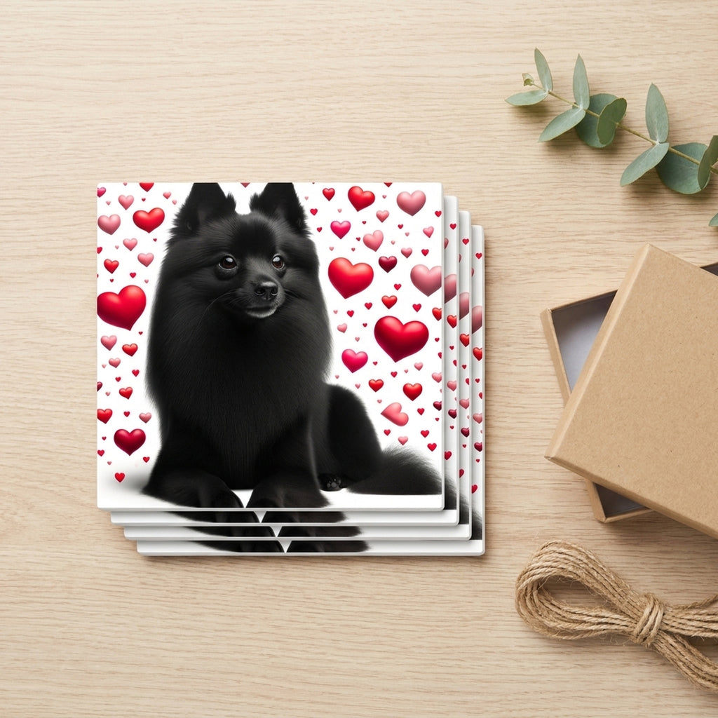Schipperke ceramic coasters set of 4, gift set