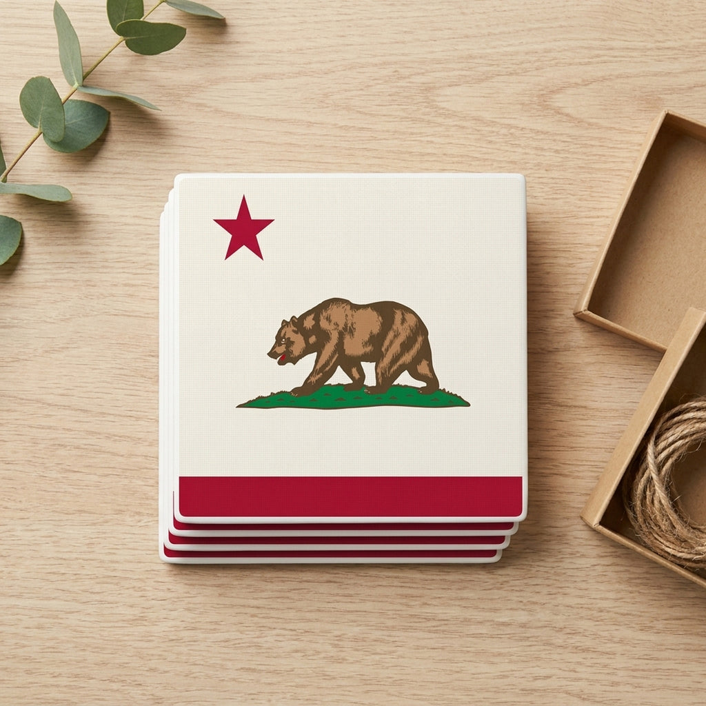 California State Flag ceramic coasters set of 4, gift set