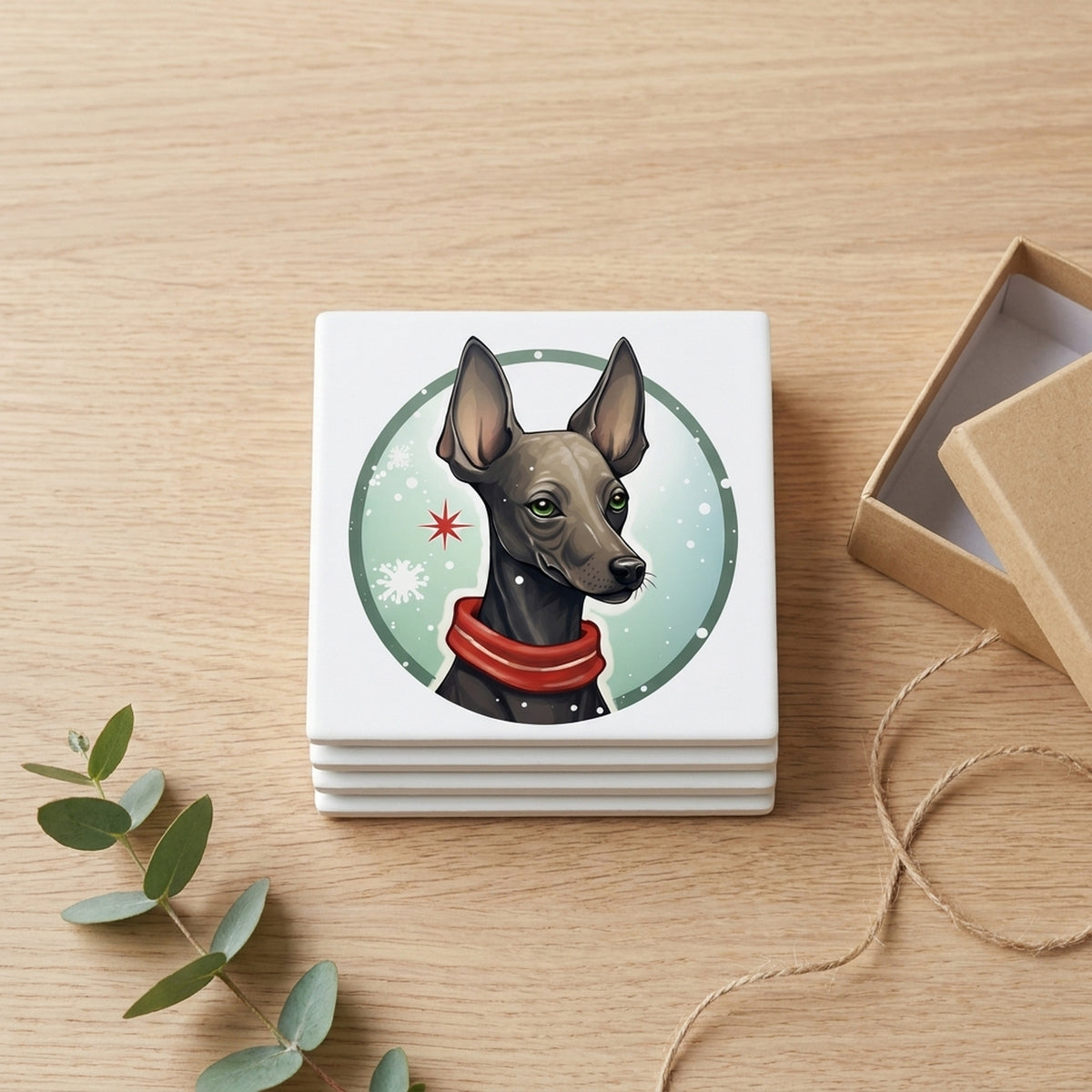 Xoloitzcuintli ceramic coasters set of 4, gift set