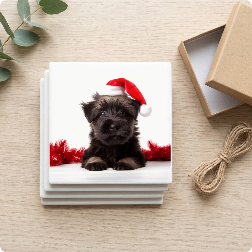 Skye Terrier Puppy ceramic coasters set of 4, gift set