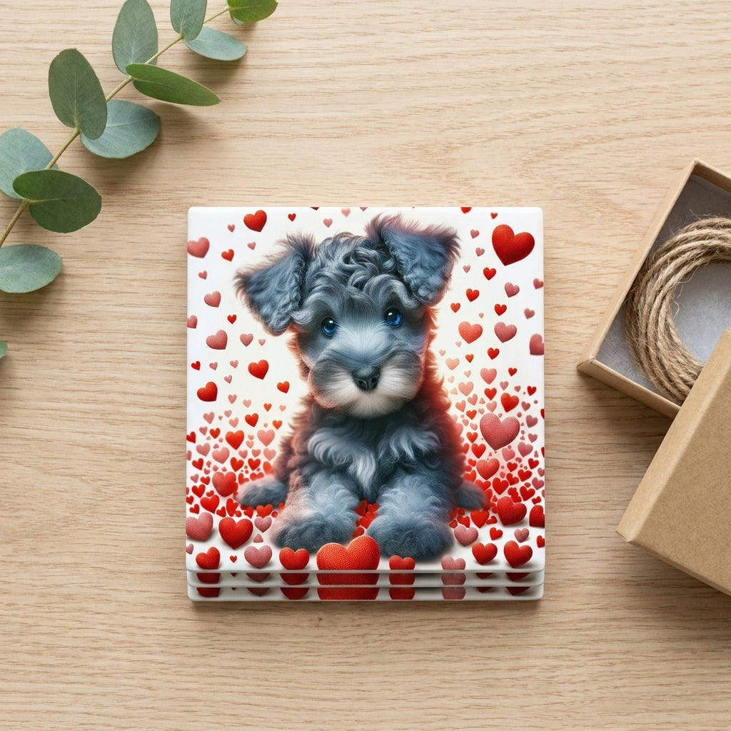 Miniature Schnauzer ceramic coasters set of 4, gift set