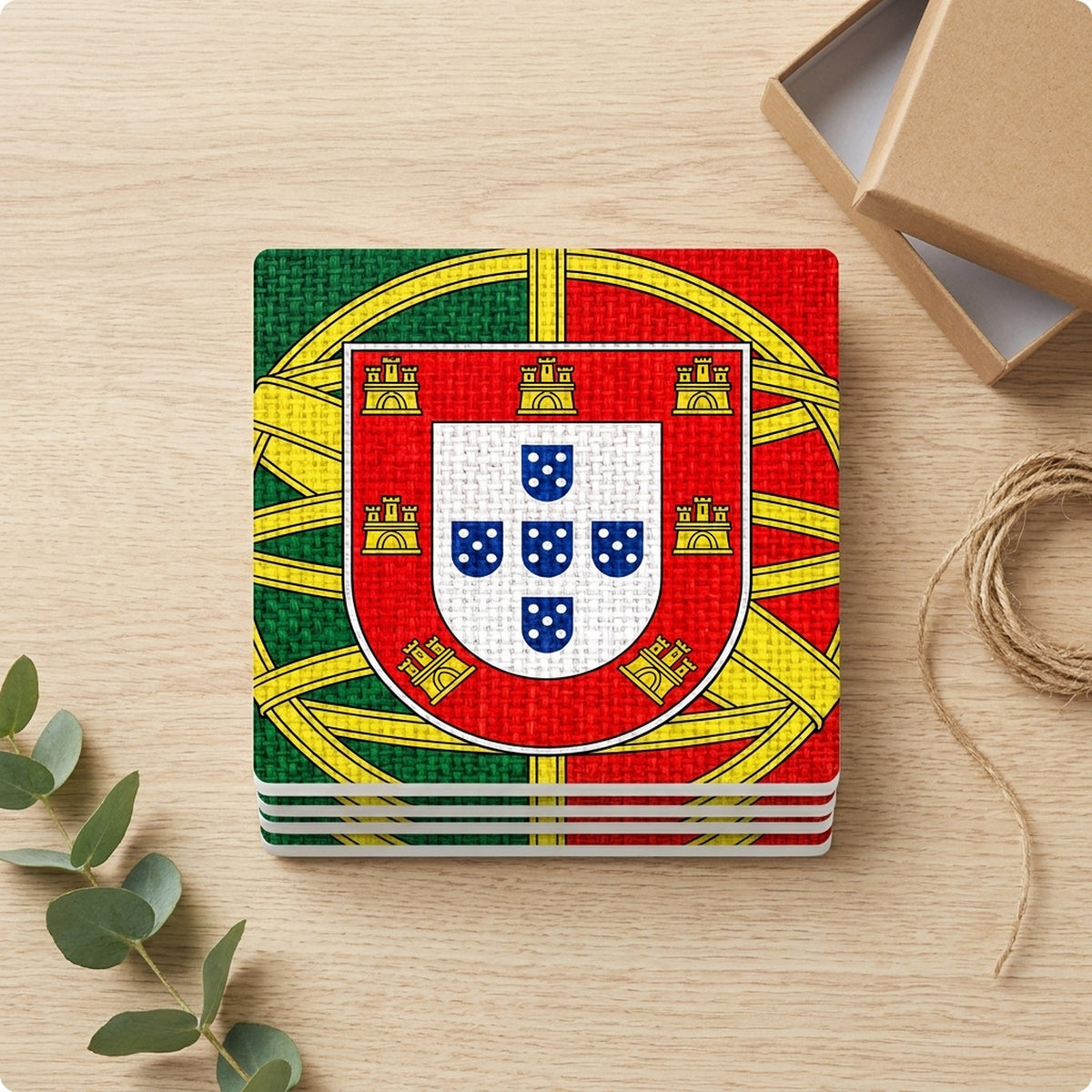 Portugal Flag Pride ceramic coasters set of 4, gift set