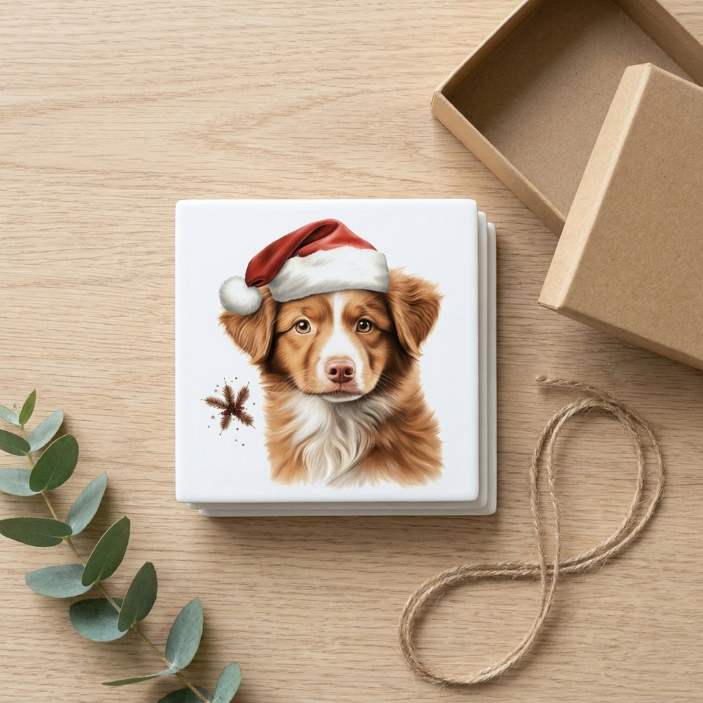Nova Scotia Duck Tolling Retriever Puppy Drawing ceramic coasters set of 4, gift set