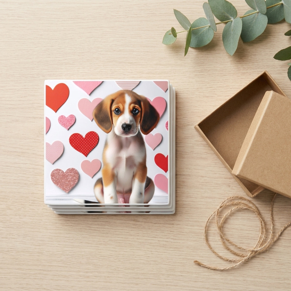 Beagle ceramic coasters set of 4, gift set