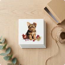 Australian Terrier Puppy Drawing ceramic coasters set of 4, gift set