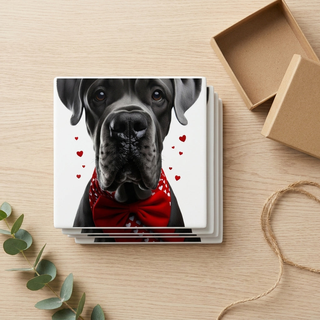 Great Dane ceramic coasters set of 4, gift set