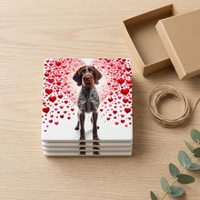 German Wirehaired Pointer ceramic coasters set of 4, gift set