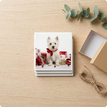 West Highland White Terrier Puppy ceramic coasters set of 4, gift set