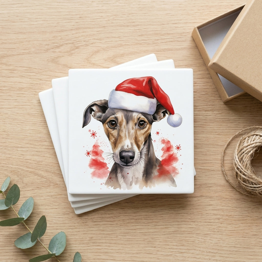 Greyhound Puppy Drawing ceramic coasters set of 4, gift set