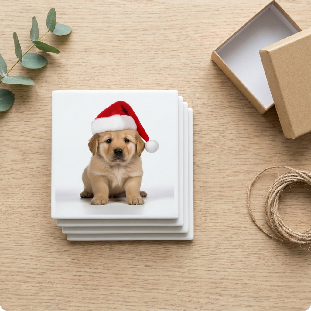 Chinook Puppy ceramic coasters set of 4, gift set