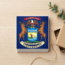 Michigan State Flag ceramic coasters set of 4, gift set