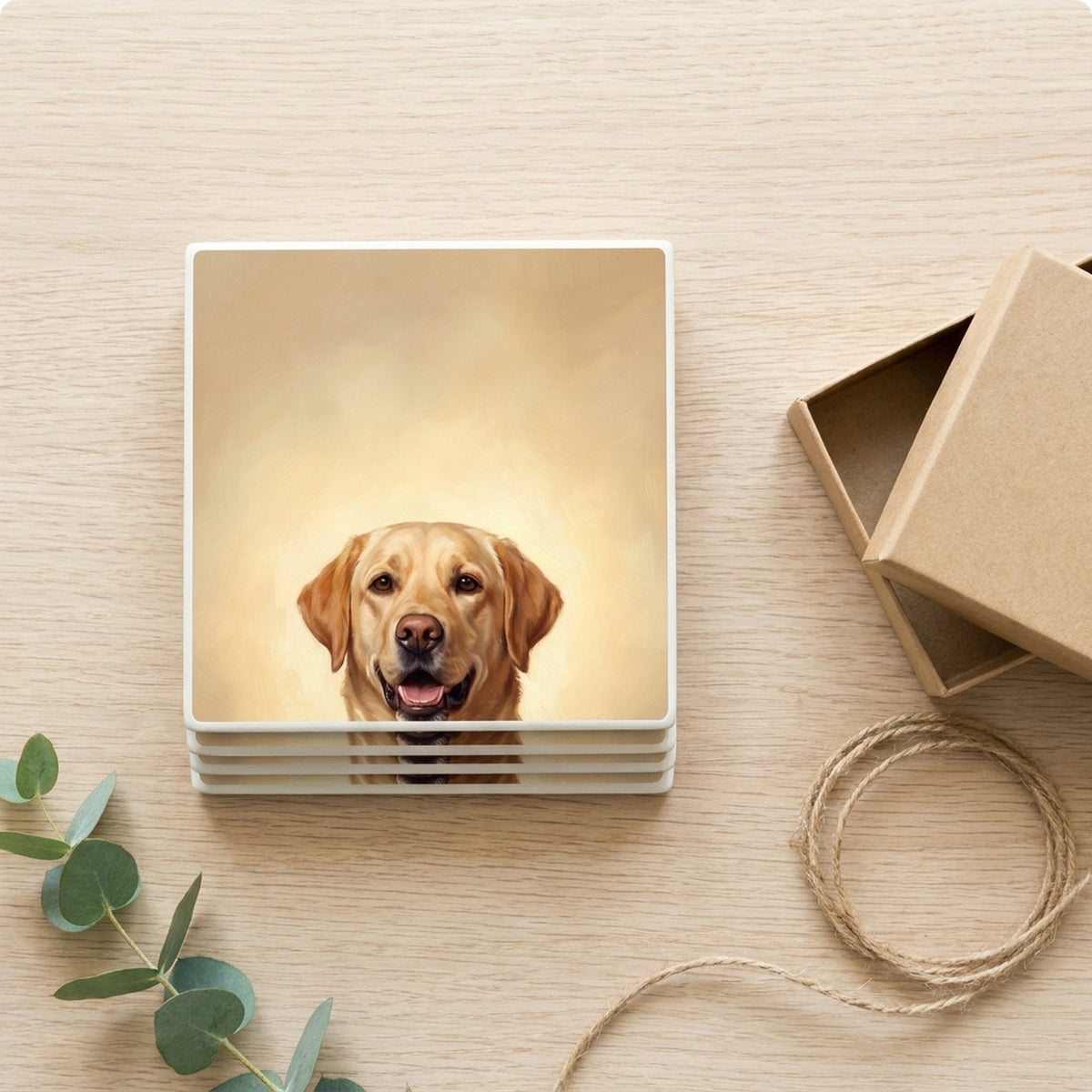 Labrador Retriever Portrait ceramic coasters set of 4, gift set