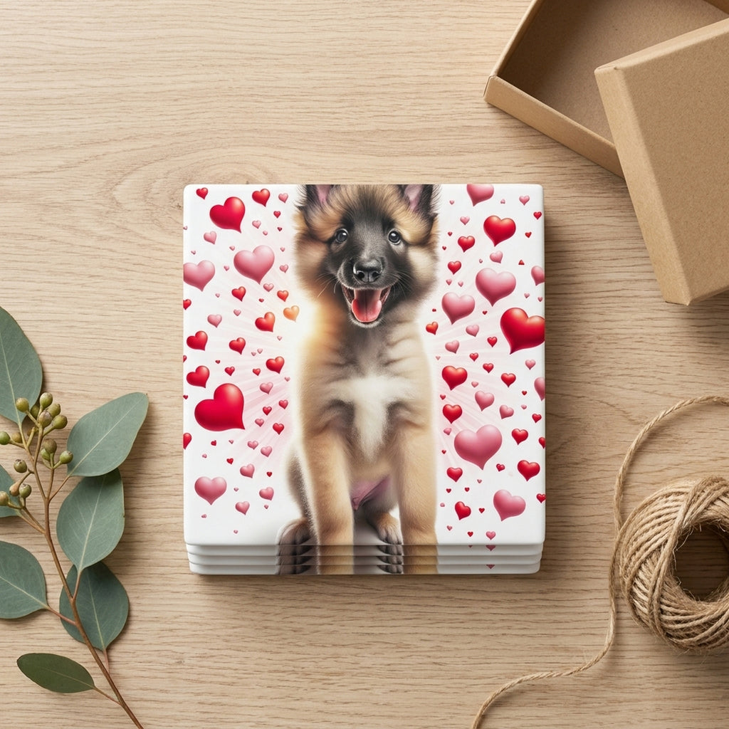 Belgian Tervuren ceramic coasters set of 4, gift set