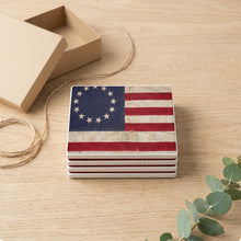 Betsy Ross 13-Star Flag ceramic coasters set of 4, gift set