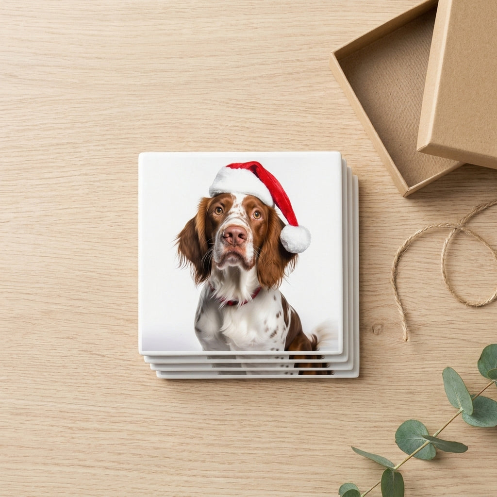 Irish Red and White Setter ceramic coasters set of 4, gift set