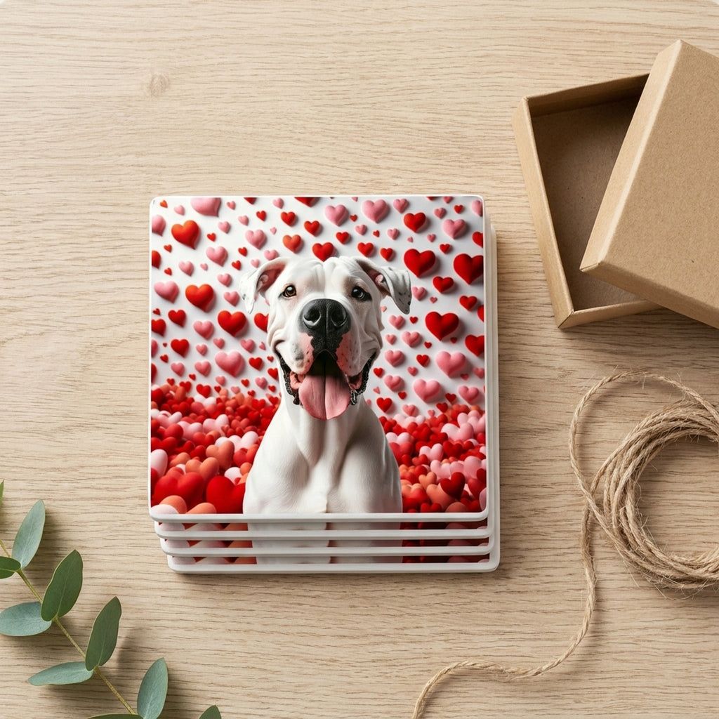 Dogo Argentino ceramic coasters set of 4, gift set