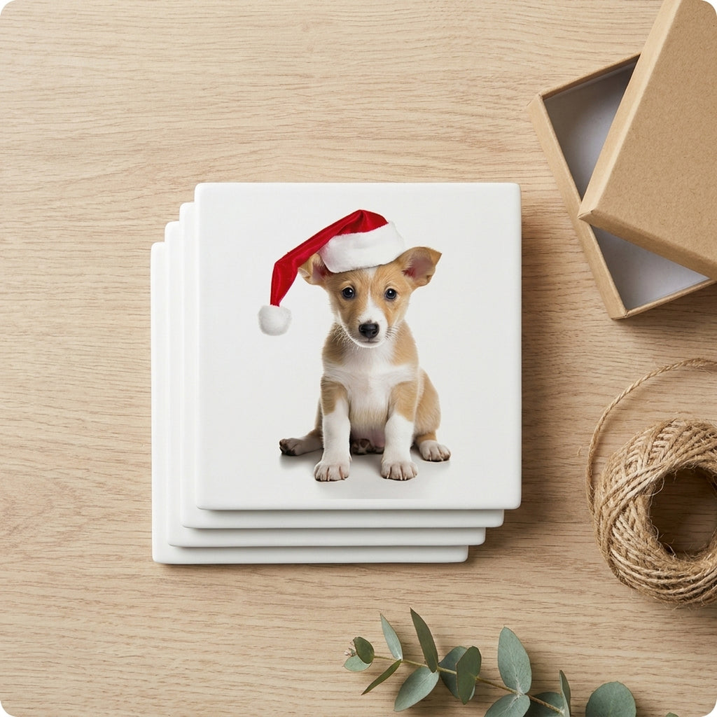 Portuguese Podengo Pequeno Puppy ceramic coasters set of 4, gift set