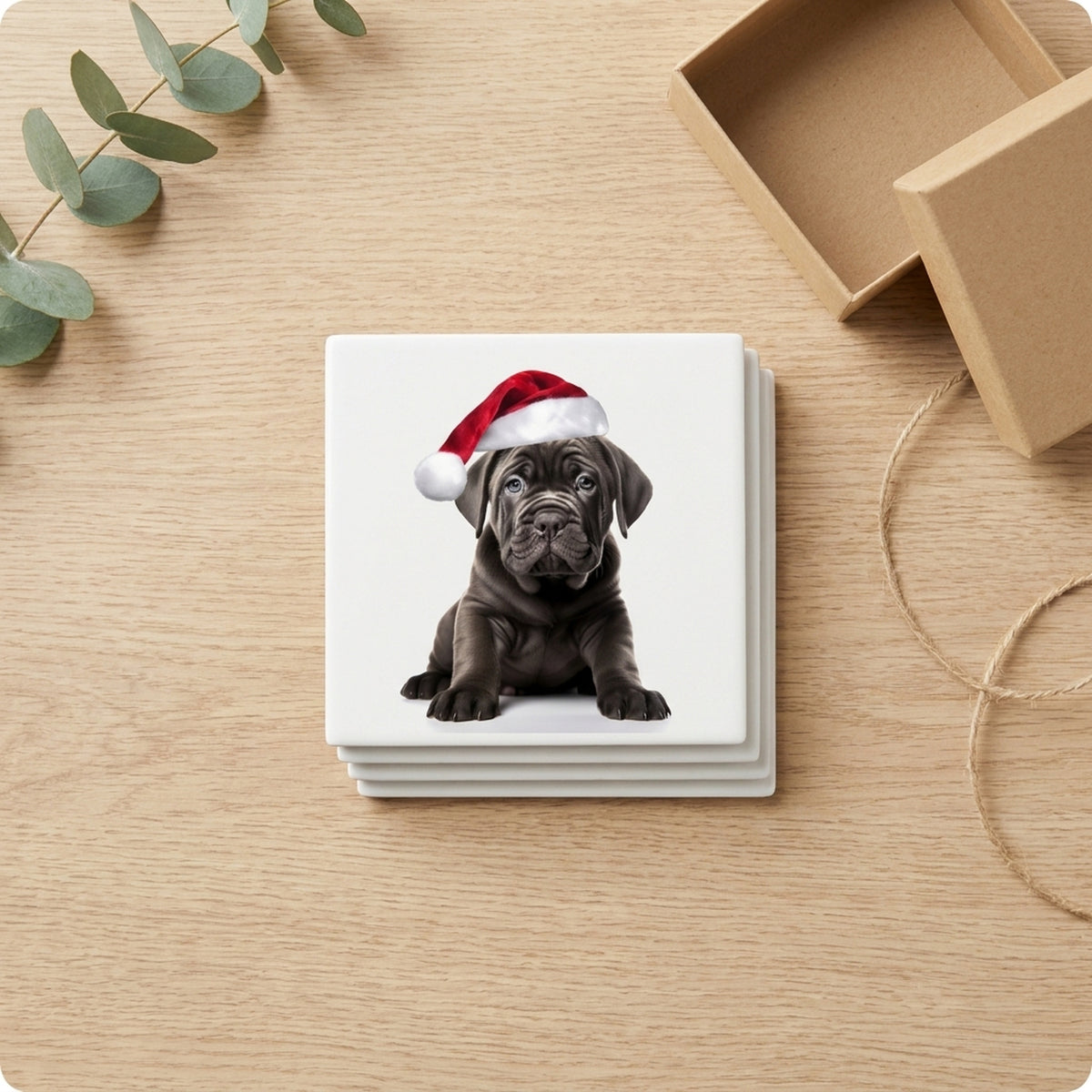 Cane Corso Puppy ceramic coasters set of 4, gift set
