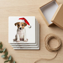 Parson Russell Terrier Puppy ceramic coasters set of 4, gift set