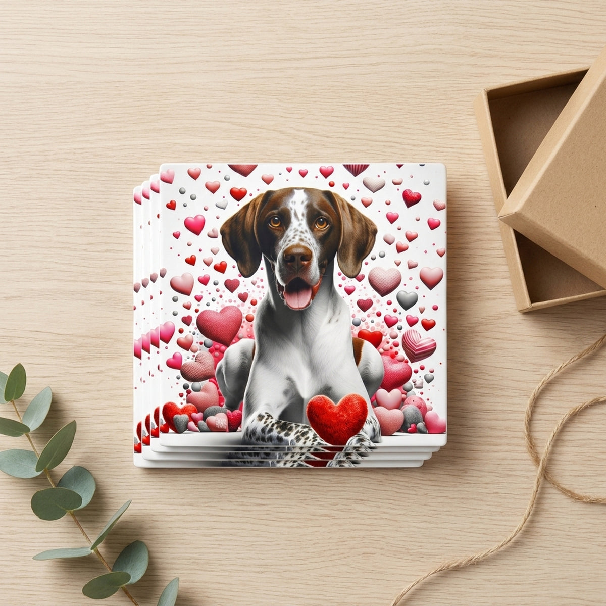 German Shorthaired Pointer ceramic coasters set of 4, gift set