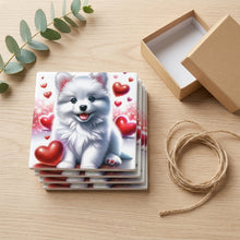 Pomeranian ceramic coasters set of 4, gift set