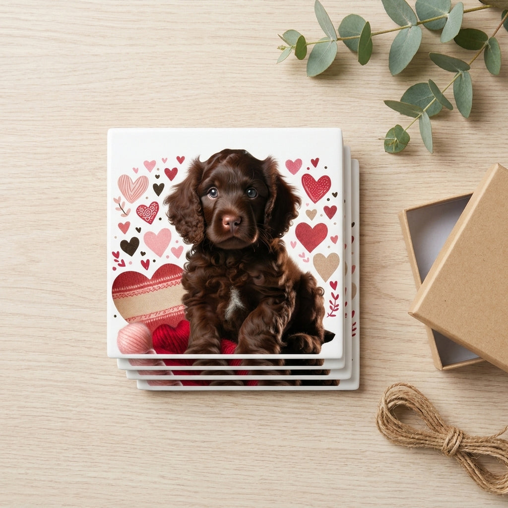 Boykin Spaniel ceramic coasters set of 4, gift set