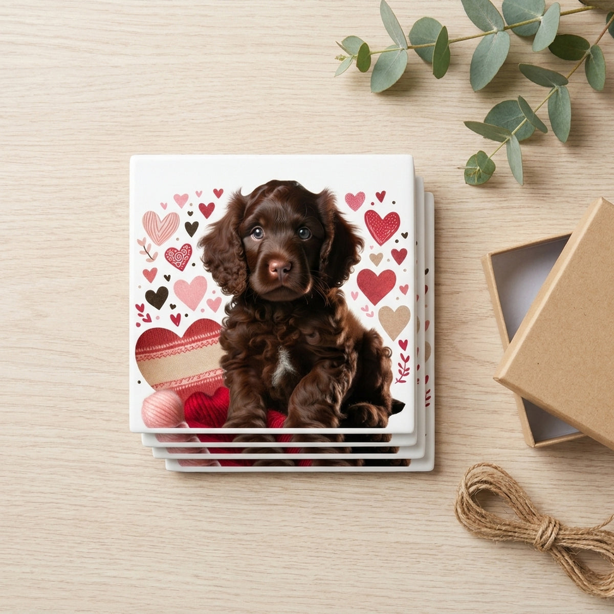 Boykin Spaniel ceramic coasters set of 4, gift set