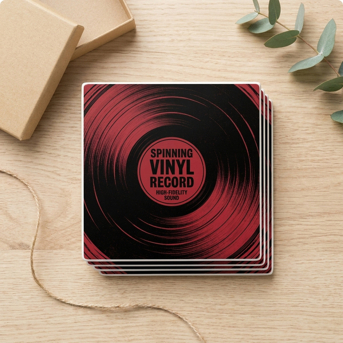 Vinyl Record ceramic coasters set of 4, gift set