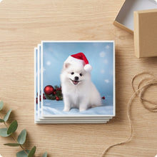 American Eskimo Dog Puppy ceramic coasters set of 4, gift set