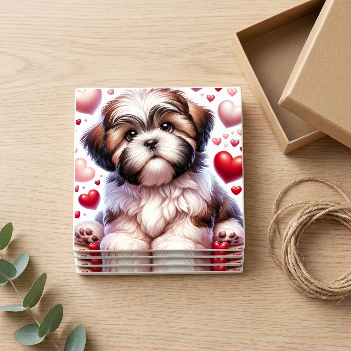 Shih Tzu ceramic coasters set of 4, gift set