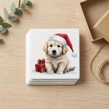 Kuvaszok Puppy Drawing ceramic coasters set of 4, gift set