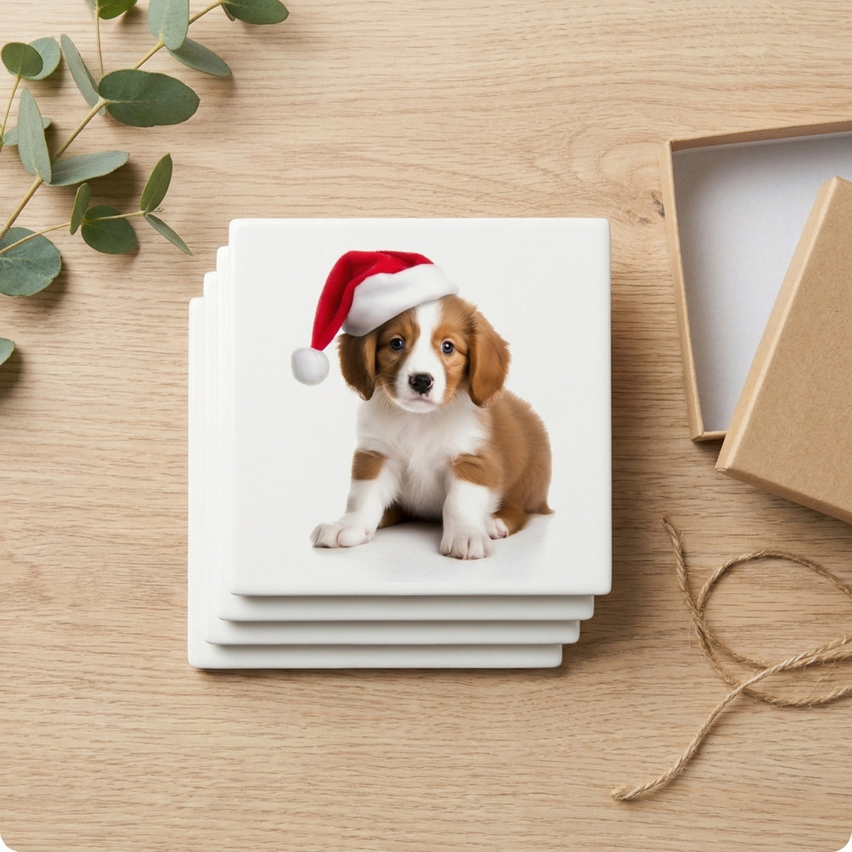 Kooikerhondje Puppy ceramic coasters set of 4, gift set