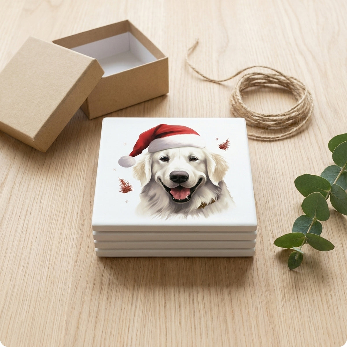 Great Pyrenees ceramic coasters set of 4, gift set