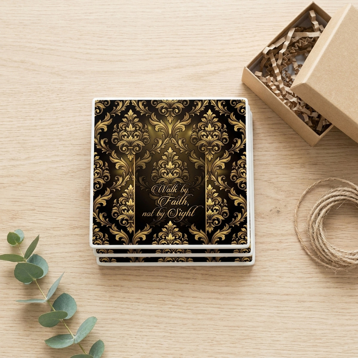 Walk By Faith ceramic coasters set of 4, gift set